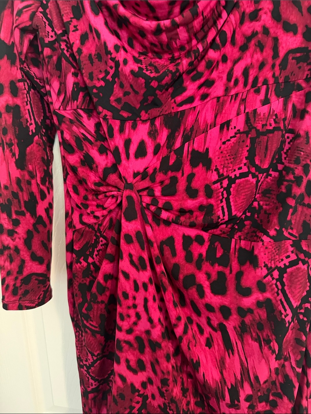 Thalia Sodi Pink and Black Animal Print Cowl-Neck Dress - Picture 3 of 4